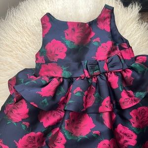 Janie and Jack Girls 18 -24m Emerald Chateau Navy Rose Print Peplum Dress Floral